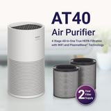 Winix AT40 All-in-One 4-Stage True HEPA Wi-Fi Large Room Air Purifier - Infographic 1