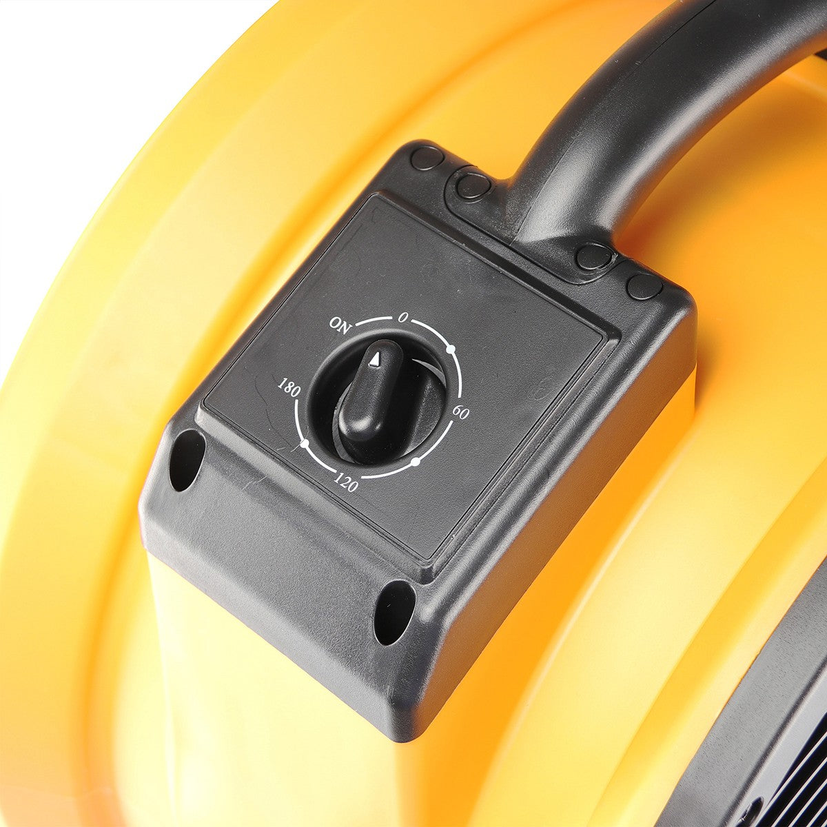 XPOWER 14-In. 2100 CFM Warehouse/Dock/Trailer Fan Kit w/ Mobile Trolley & LED Spotlight - Yellow - Controls