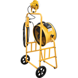 XPOWER 14-In. 2100 CFM Warehouse/Dock/Trailer Fan Kit w/ Mobile Trolley & LED Spotlight - Yellow - Left Back Angle