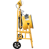 XPOWER 14-In. 2100 CFM Warehouse/Dock/Trailer Fan Kit w/ Mobile Trolley & LED Spotlight - Yellow - Left Side