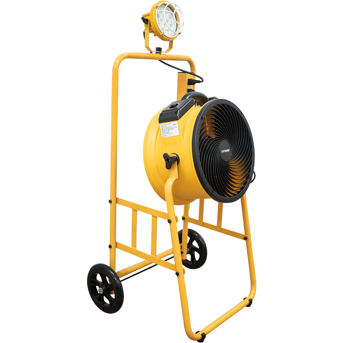 XPOWER 14-In. 2100 CFM Warehouse/Dock/Trailer Fan Kit w/ Mobile Trolley & LED Spotlight - Yellow - Main