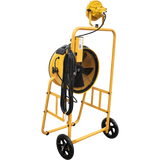 XPOWER 14-In. 2100 CFM Warehouse/Dock/Trailer Fan Kit w/ Mobile Trolley & LED Spotlight - Yellow - Right Back Angle