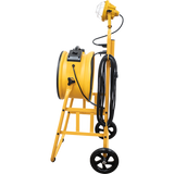 XPOWER 14-In. 2100 CFM Warehouse/Dock/Trailer Fan Kit w/ Mobile Trolley & LED Spotlight - Yellow - Right Side