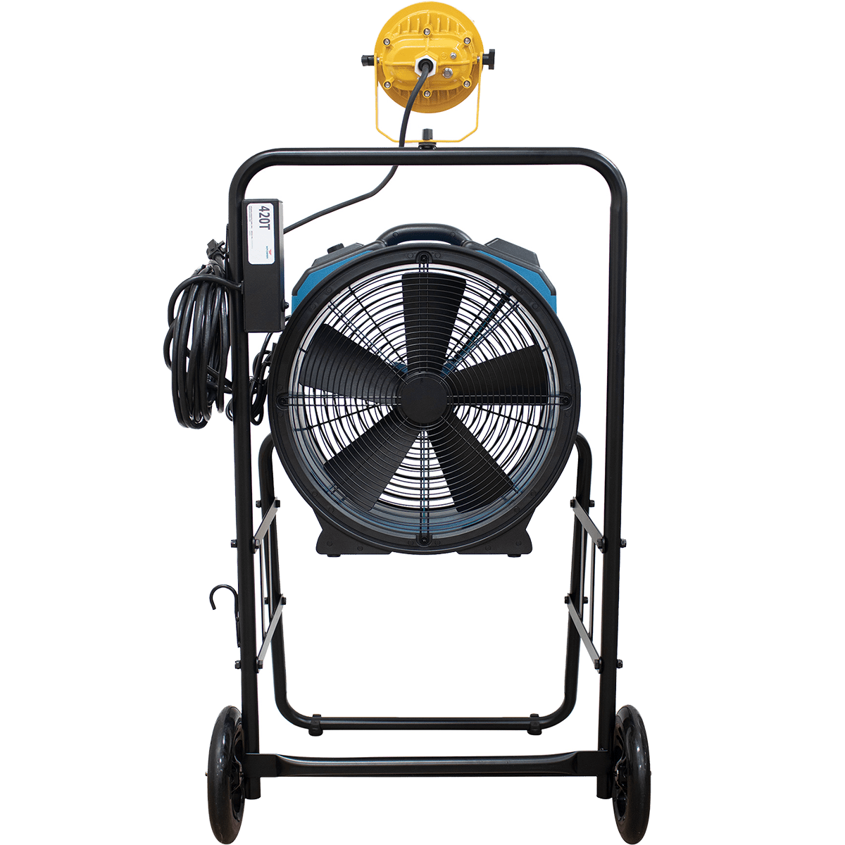XPOWER 18-In. 3600 CFM Warehouse/Dock/Trailer Fan Kit w/ Mobile Trolley & LED Spotlight - Blue - Back
