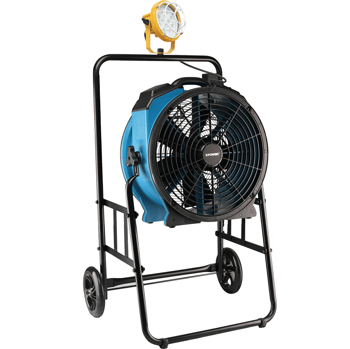 XPOWER 18-In. 3600 CFM Warehouse/Dock/Trailer Fan Kit w/ Mobile Trolley & LED Spotlight - Blue - Main