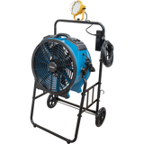 XPOWER 18-In. 3600 CFM Warehouse/Dock/Trailer Fan Kit w/ Mobile Trolley & LED Spotlight - Blue - Right Angle
