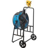 XPOWER 18-In. 3600 CFM Warehouse/Dock/Trailer Fan Kit w/ Mobile Trolley & LED Spotlight - Blue - Right Back Angle