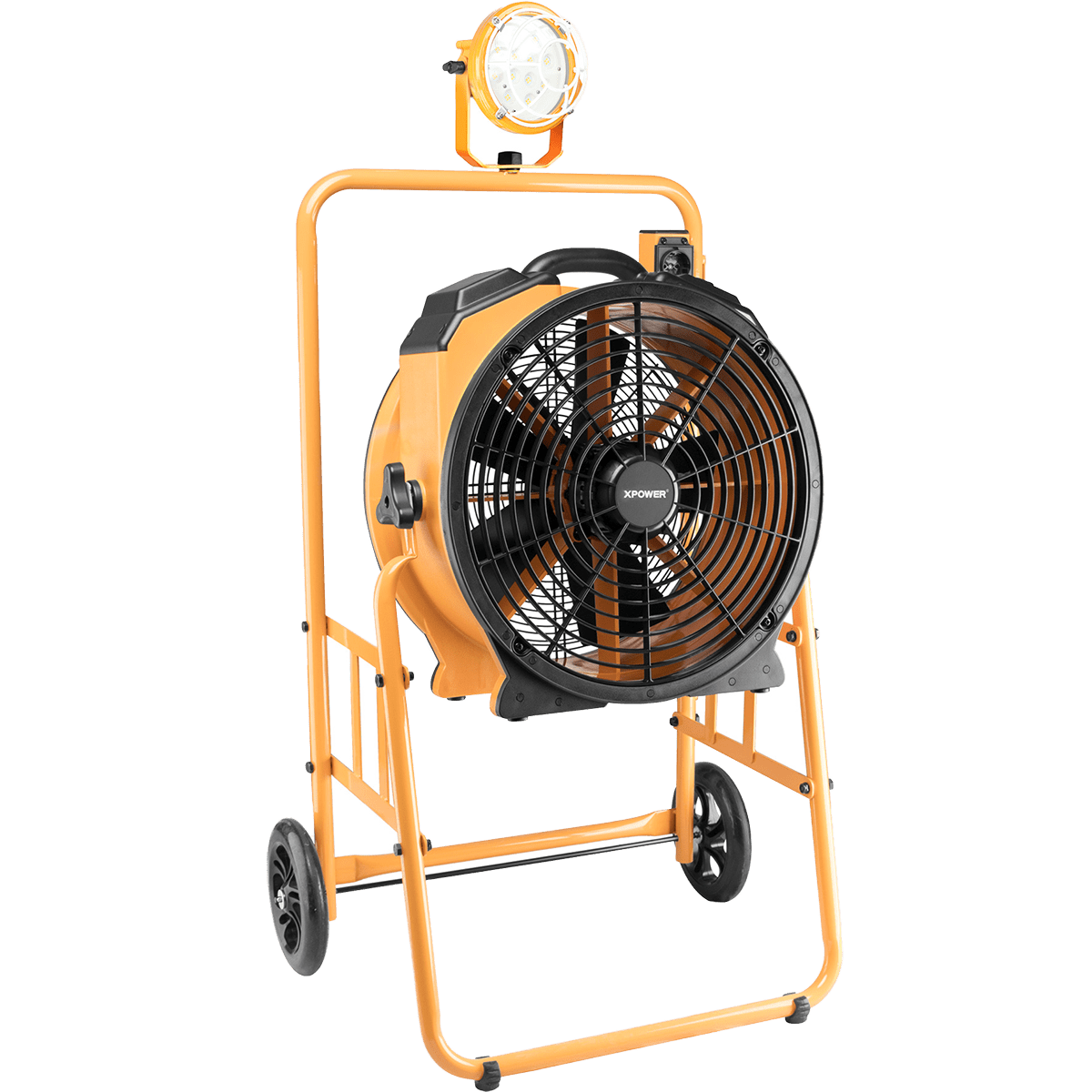 XPOWER 18-In. 3600 CFM Warehouse/Dock/Trailer Fan Kit w/ Mobile Trolley & LED Spotlight - Yellow - Main