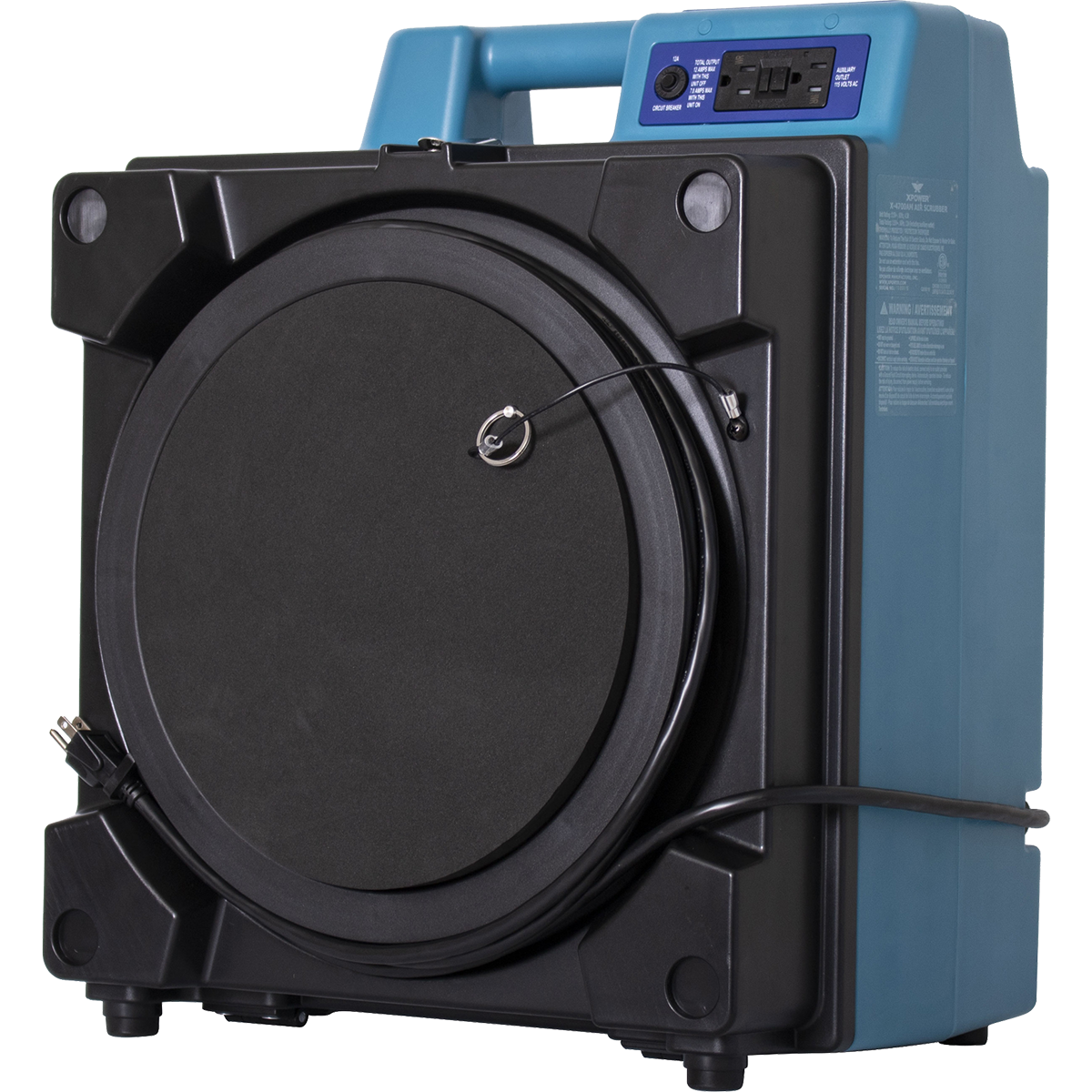 XPOWER X-4700A Professional 3-Stage HEPA Air Scrubber - Right Angle
