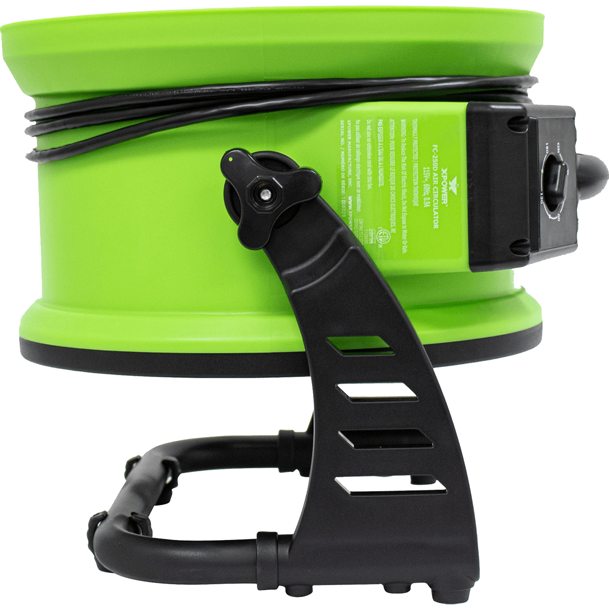 XPOWER FC-250D Pro 13-in. Brushless DC Motor Air Circulator Utility Fan - Facing Down