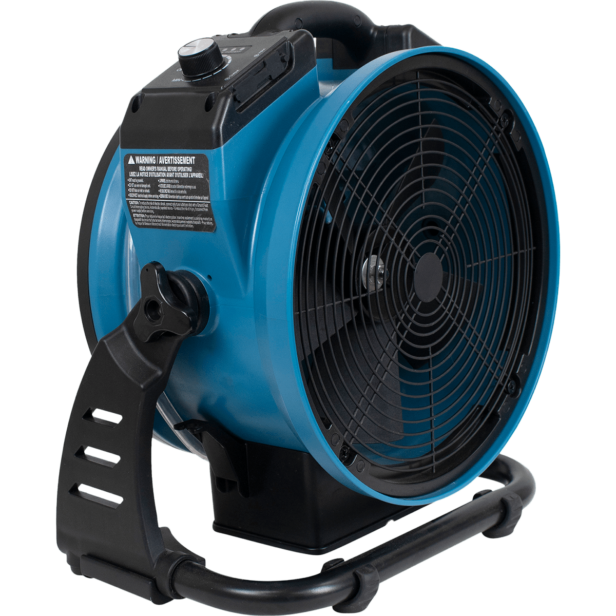 XPOWER 1000 CFM Battery Powered Outdoor Oscillating Misting Fan - Right Back Angle