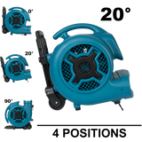XPOWER 3/4 HP 3200 CFM 3-Speed Air Mover w/Telescopic Handle - 4 Angle Posiitons