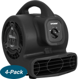 XPOWER 600 CFM Mini Mighty Air Mover - Black 4 Pack