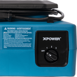 XPOWER 1/3 HP 1050 CFM 3-Speed Low Profile Air Mover - Controls