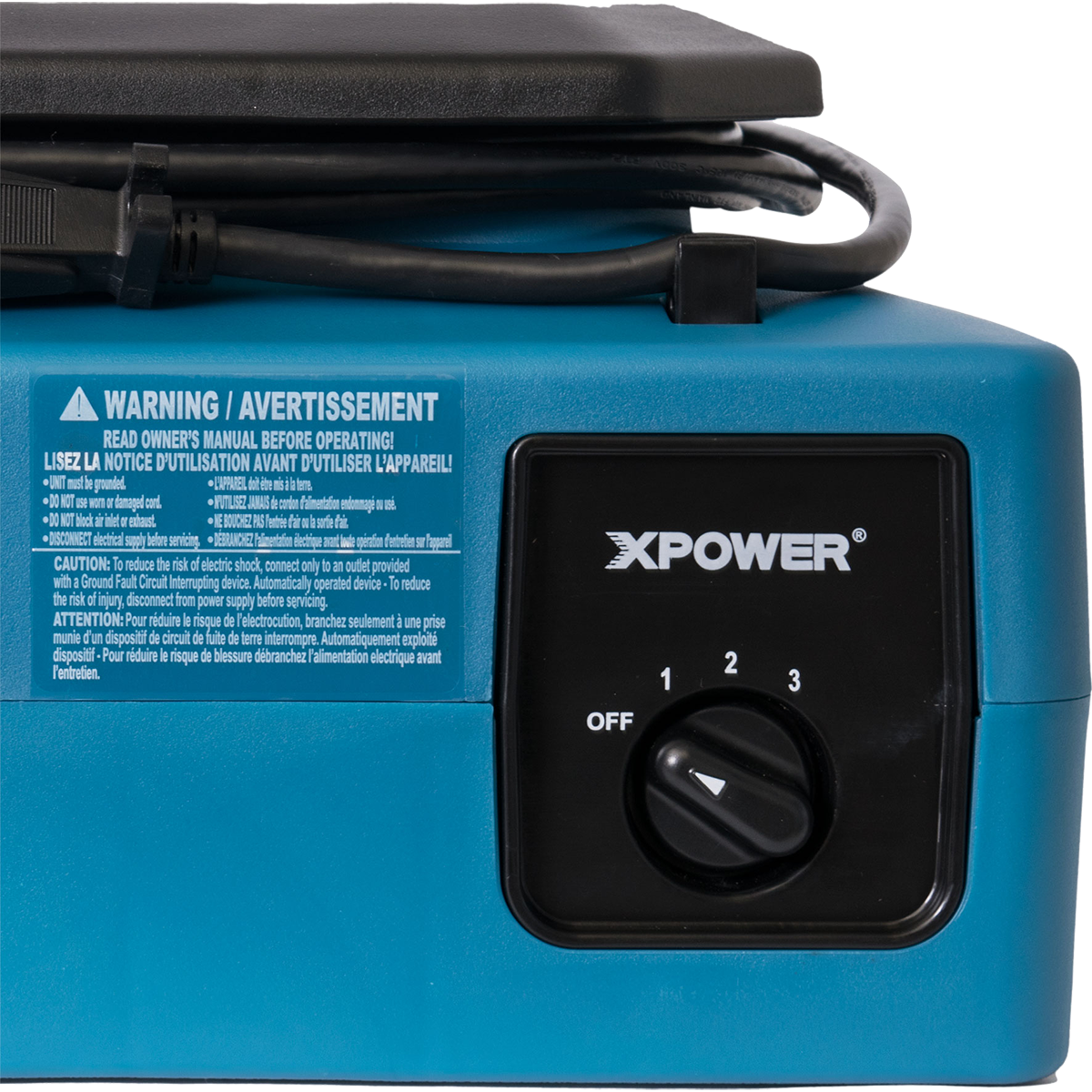 XPOWER 1/3 HP 1050 CFM 3-Speed Low Profile Air Mover - Controls