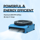 XPOWER PL-650A 650 CFM 1/3 HP Low Profile Air Mover - Infographic 1