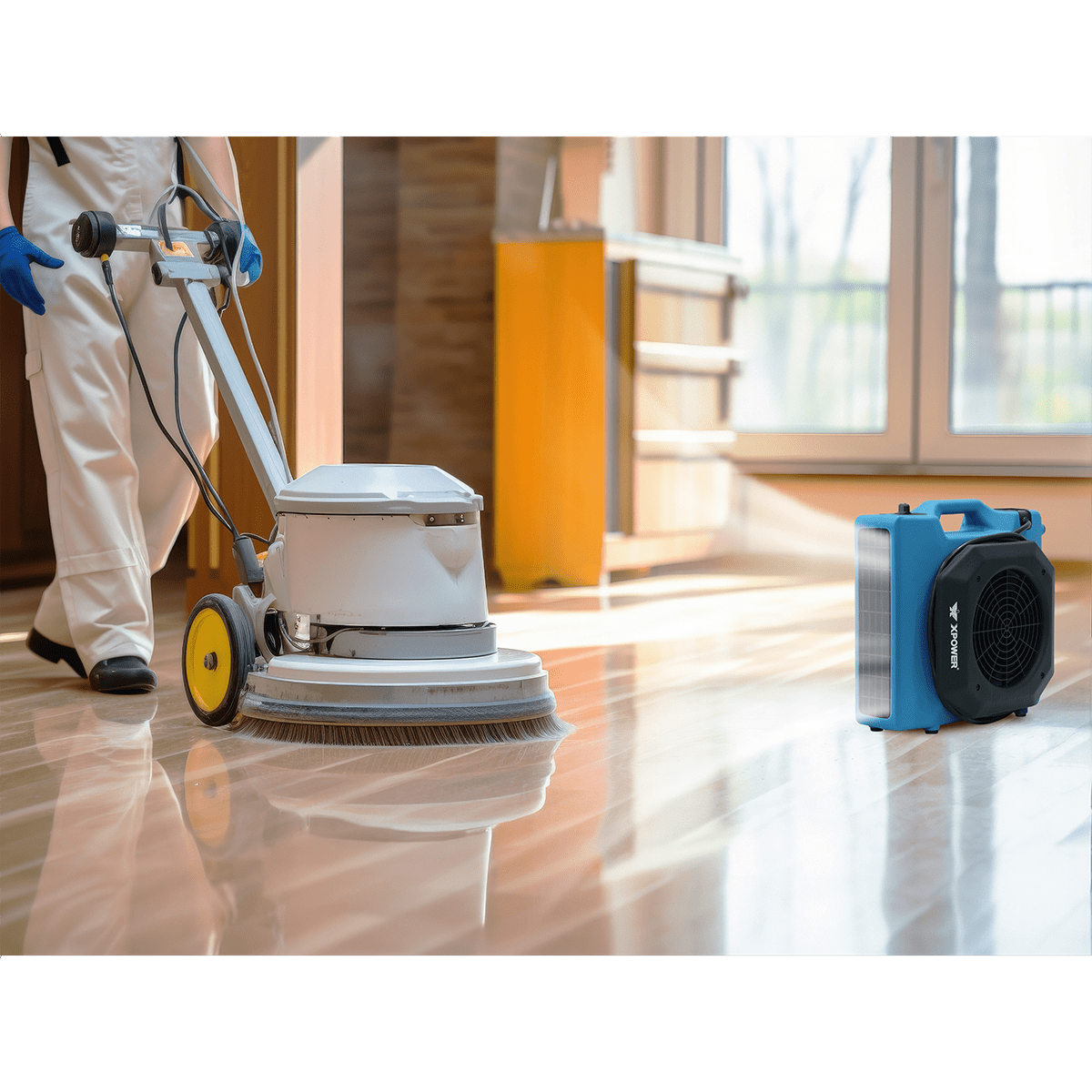 XPOWER PL-650A 650 CFM 1/3 HP Low Profile Air Mover - Lifestyle 2