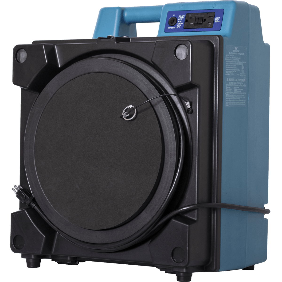 XPOWER X-4700AM Professional 3-Stage HEPA Air Scrubber - Right Angle