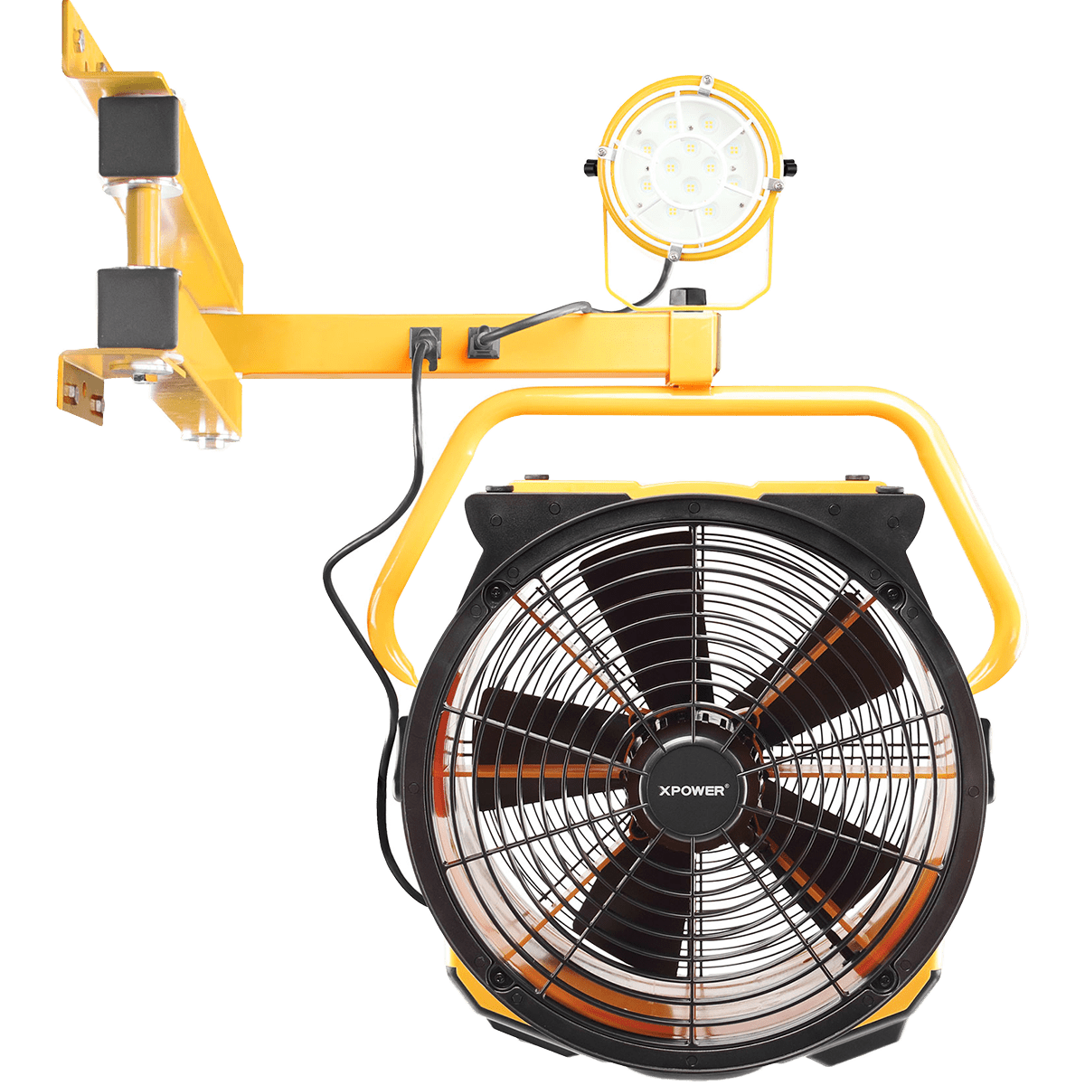 XPOWER 18-In. 3600 CFM Wall Mount Warehouse/Dock/Trailer Fan Kit w/ LED Spotlight - Main